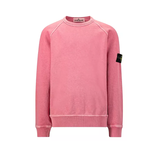 SS22 STONE ISLAND 로고 패치 소매 스웨터 - 핑크