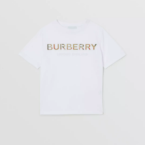 22SS BURBERRY 엠브로이더리 로고 코튼 티셔츠 - 화이트