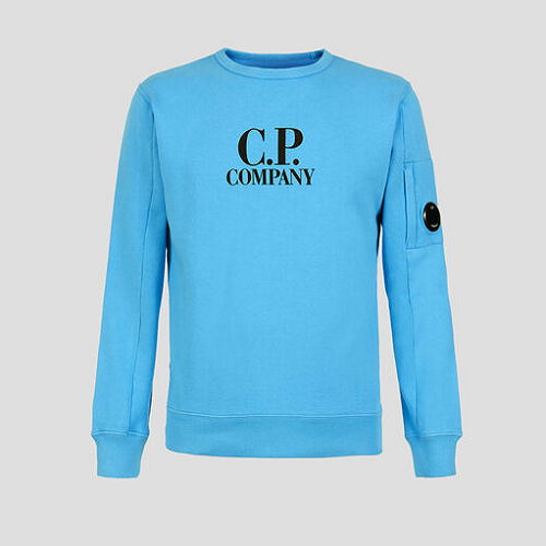 22SS CP COMPANY 베이직 플리스 로고 스웨트셔츠 - 보니블루