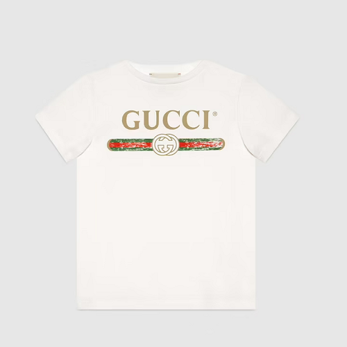 22SS Gucci Kids 로고 프린트 반소매 티셔츠
