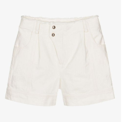 22SS Chloé Teen Girls White Cotton Shorts